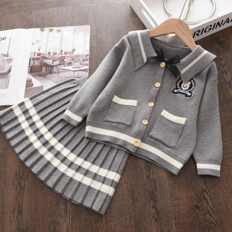 Paleo Boutique Toddler Baby Dress Clothes Long Sleeve Knit Sweater Set Fall Winter Outfits Kids Girls Clothing Sets