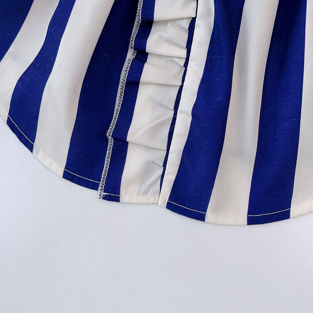 New Fashion Toddler Girl 2 pcs Outfit Set Cute Blue White Striped Sleeveless Crop Top + Shorts 2-6 Years