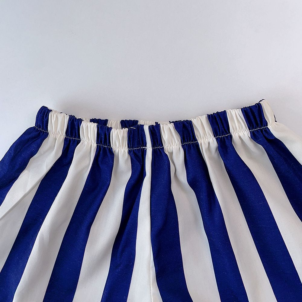 New Fashion Toddler Girl 2 pcs Outfit Set Cute Blue White Striped Sleeveless Crop Top + Shorts 2-6 Years