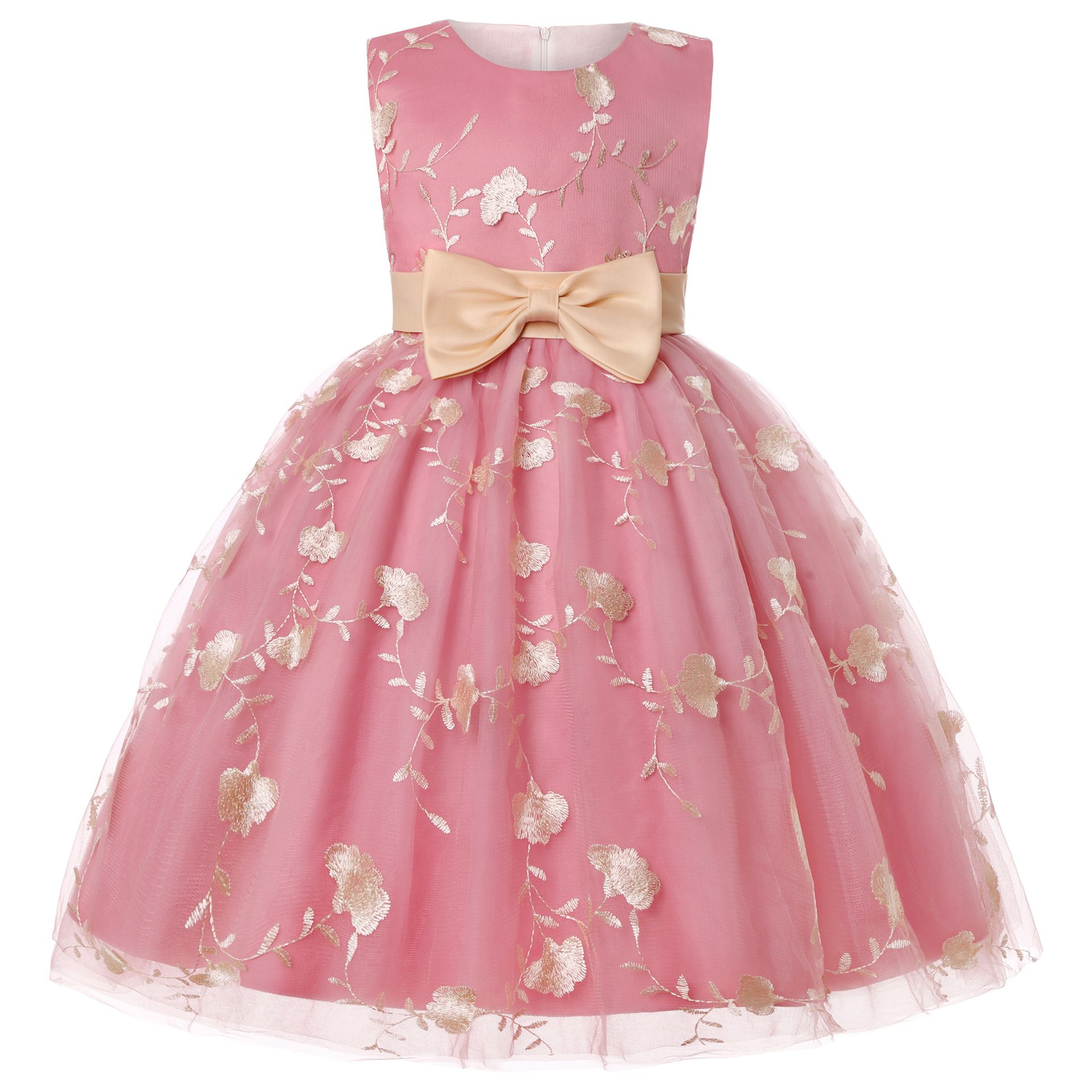 Latest children flower girl dress princess sleeveless baby girls party wear dress