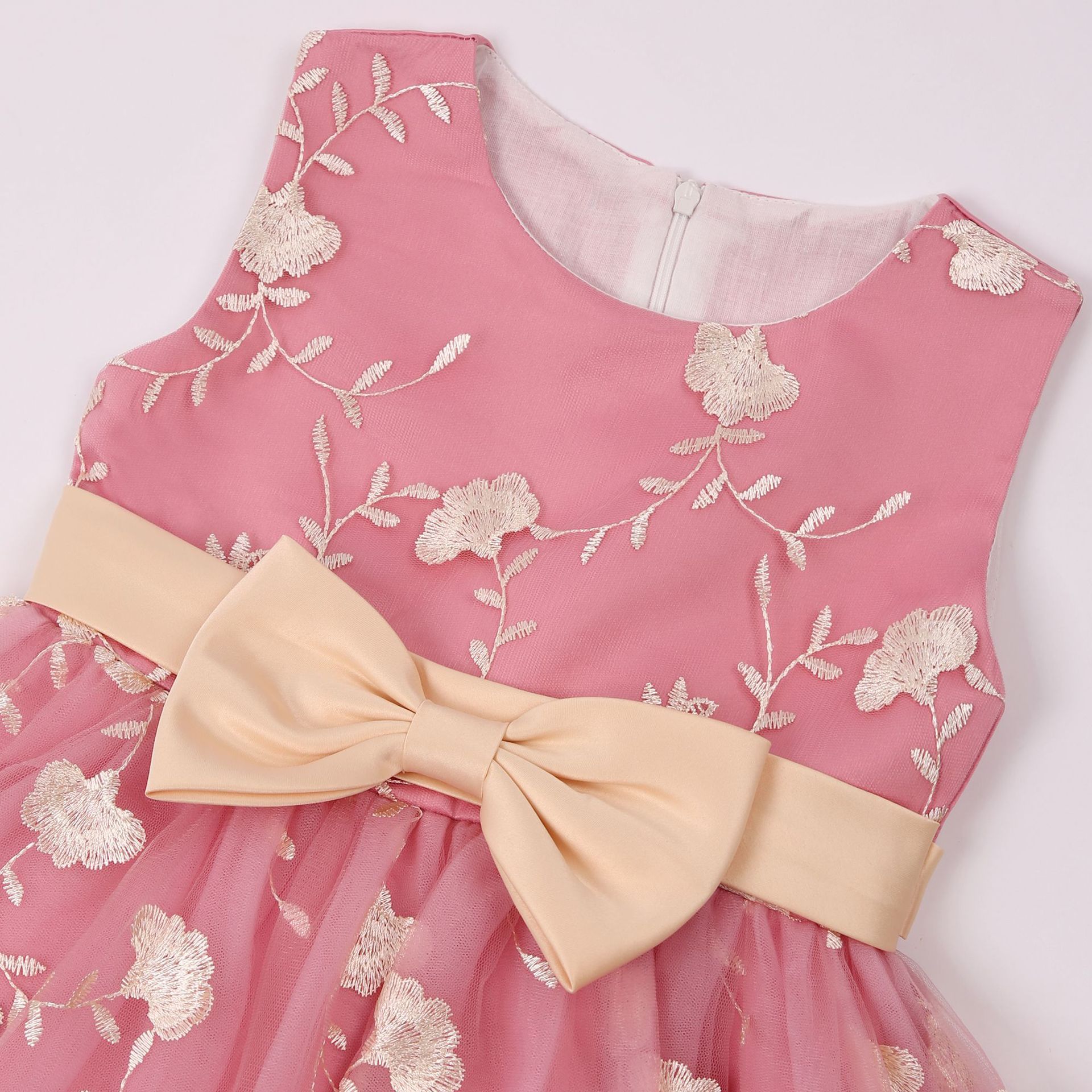 Latest children flower girl dress princess sleeveless baby girls party wear dress