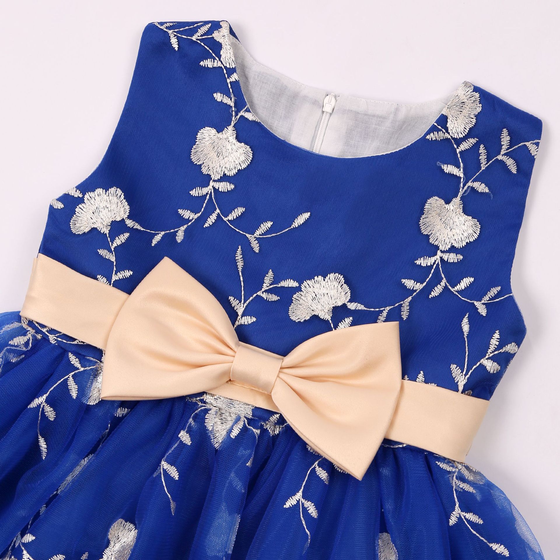 Latest children flower girl dress princess sleeveless baby girls party wear dress
