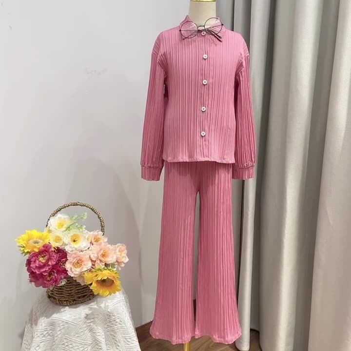 Children's Casual Clothing New Large Size Striped Long Sleeve Jacket and Suit for 7-12 Years Old Girls Foreign Trade  Sets