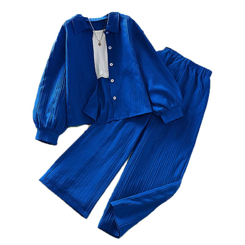 Children's Casual Clothing New Large Size Striped Long Sleeve Jacket and Suit for 7-12 Years Old Girls Foreign Trade  Sets