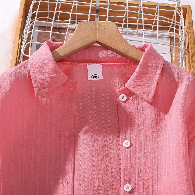 Children's Casual Clothing New Large Size Striped Long Sleeve Jacket and Suit for 7-12 Years Old Girls Foreign Trade  Sets