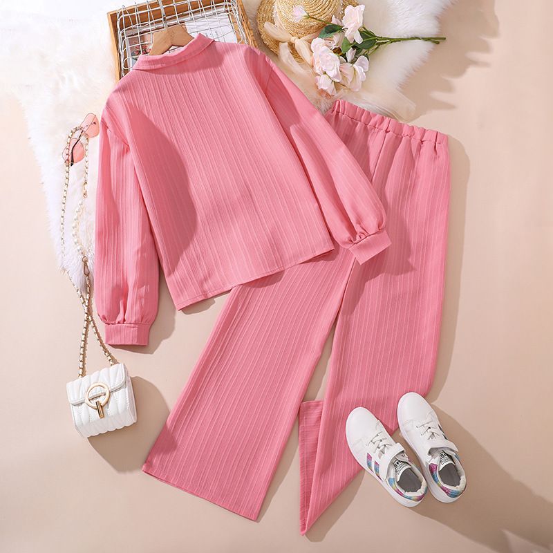 Children's Casual Clothing New Large Size Striped Long Sleeve Jacket and Suit for 7-12 Years Old Girls Foreign Trade  Sets