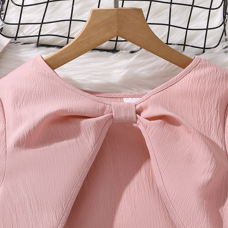 Women's Teenager's Suit Autumn New Sweet Floral Sling Dress Long Sleeve Coat Children's Wear  Sets