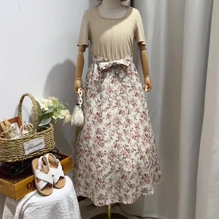 Women's Teenager's Suit Autumn New Sweet Floral Sling Dress Long Sleeve Coat Children's Wear Dress