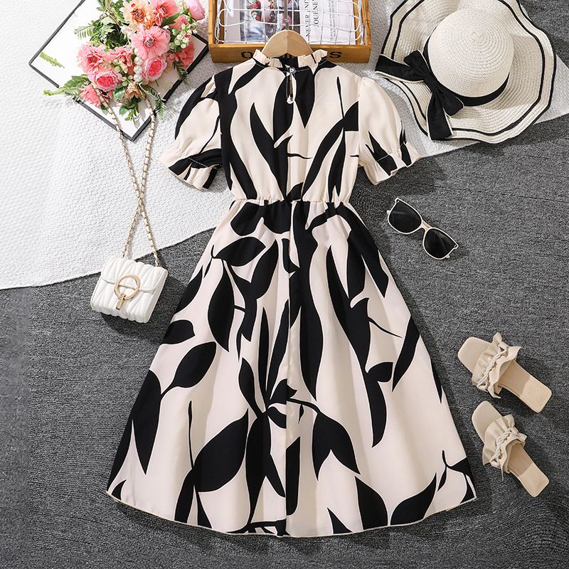 Summer New Design Kids Dress Printed Long Sleeve Kids Fashionable Princess Outfits Teenage Girls Children Dresses