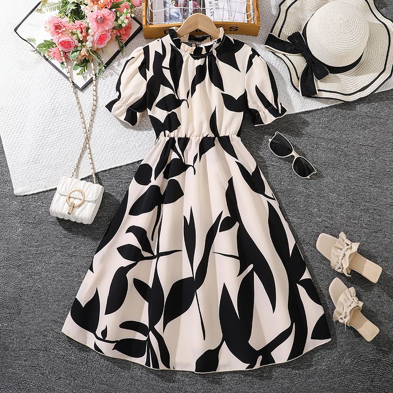 Summer New Design Kids Dress Printed Long Sleeve Kids Fashionable Princess Outfits Teenage Girls Children Dresses