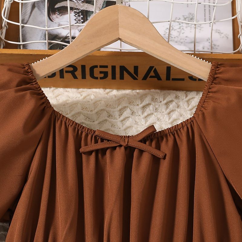 european Girls Dresses Ins New Summer Girls Dress For Children fashion teenager pure color dress