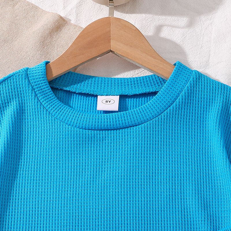 Summer New Fashion Kids' Casual Set Waffle Short Sleeve Top and Shorts Unisex Two-Piece Outfit Casual Wear Outfits Sweet Clothing Sets