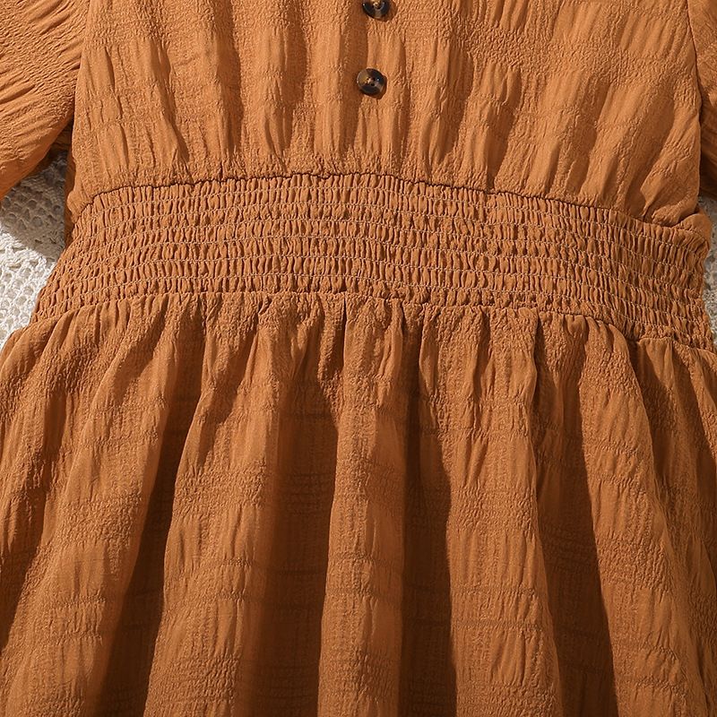 8-12Years summer Teenage Girls Dresses short sleeve girl ruffle dress solid color  Girls Clothing Dress