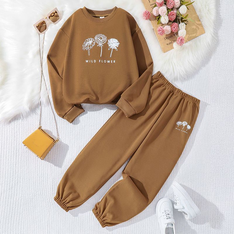 Boys and girls children's daily wear autumn new crewneck long-sleeved hoodie pants kids student casual two-piece set  Clothing Sets