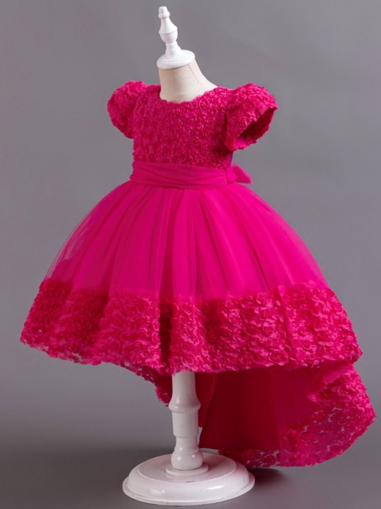 New Red Color Kids Party toddlers party kids clothing children latest dress  Girls Clothing  Dress