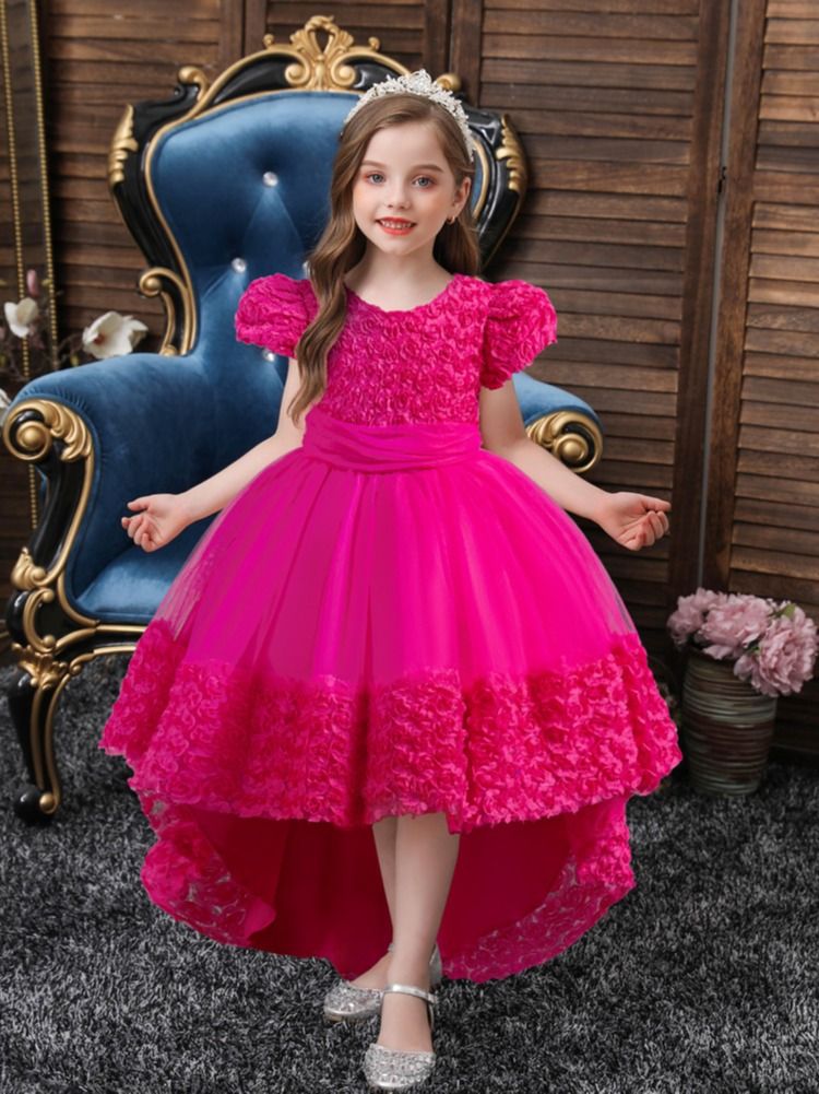 New Red Color Kids Party toddlers party kids clothing children latest dress  Girls Clothing  Dress