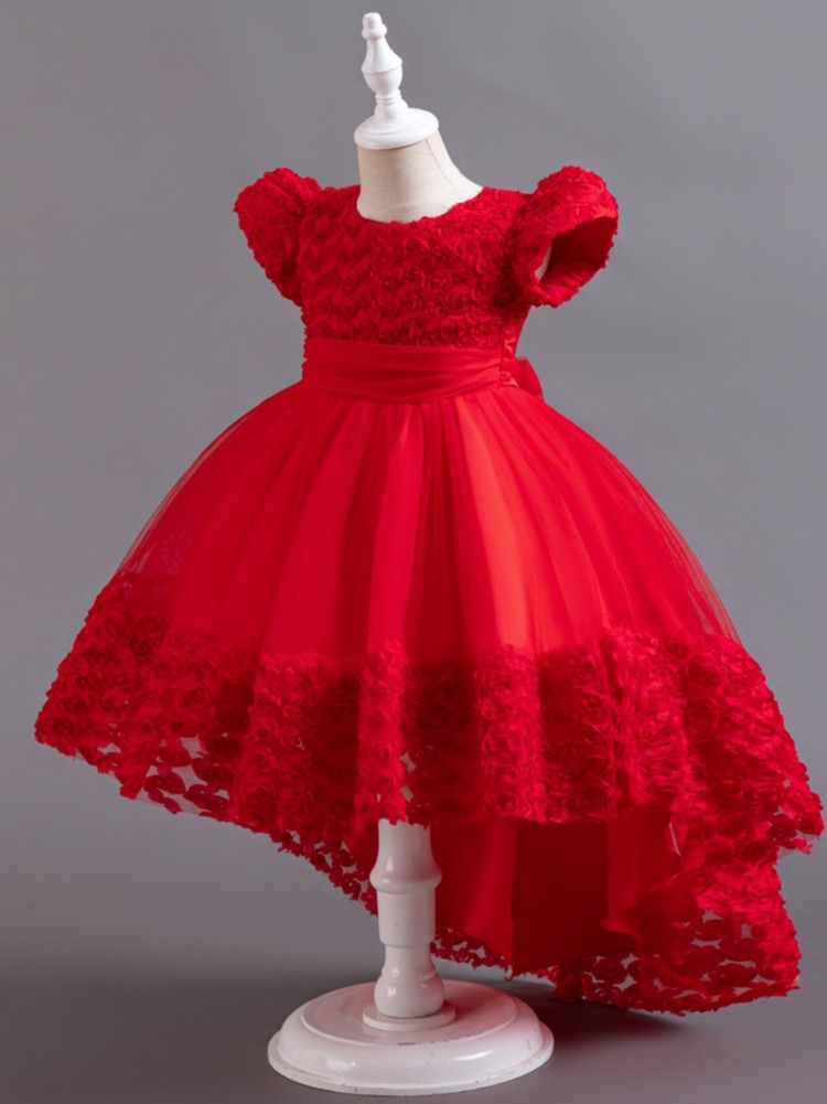 New Red Color Kids Party toddlers party kids clothing children latest dress  Girls Clothing  Dress