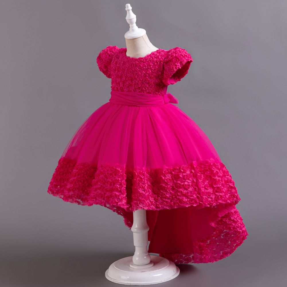 New Red Color Kids Party toddlers party kids clothing children latest dress  Girls Clothing  Dress
