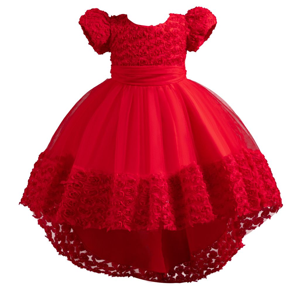 New Red Color Kids Party toddlers party kids clothing children latest dress  Girls Clothing  Dress