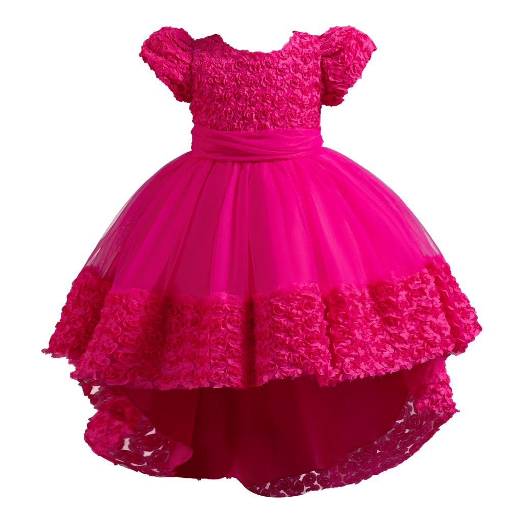 New Red Color Kids Party toddlers party kids clothing children latest dress  Girls Clothing  Dress