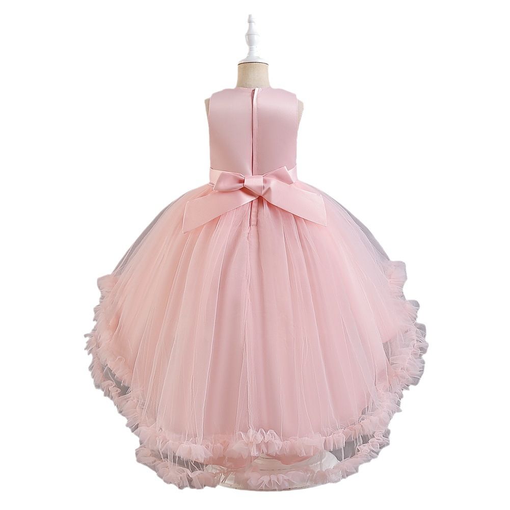 New Glitter Sleeveless Lace Princess Ball Gown cheap customized Trailing wedding kids Flower Girl Dresses