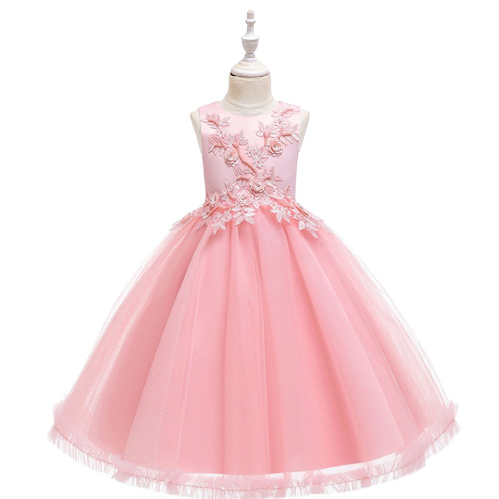 high quality Drop shipping Little Girls Sleeveless Tulle Holiday Christmas Thanksgiving Teenage Flower Girl Dress
