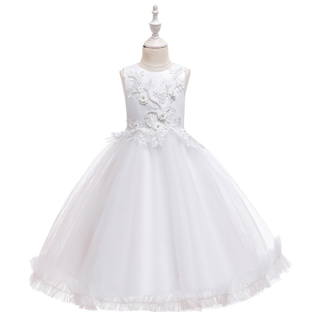 high quality Drop shipping Little Girls Sleeveless Tulle Holiday Christmas Thanksgiving Teenage Flower Girl Dress