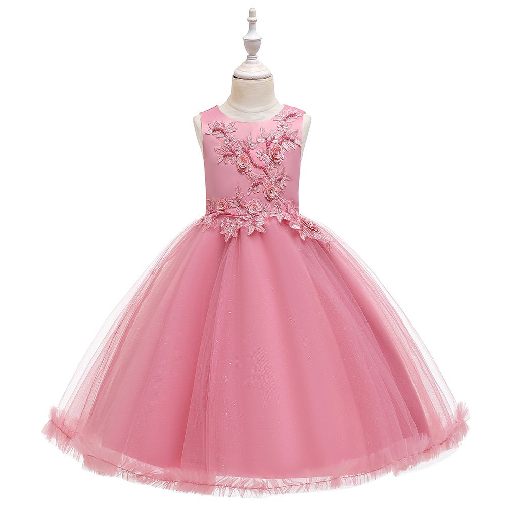 high quality Drop shipping Little Girls Sleeveless Tulle Holiday Christmas Thanksgiving Teenage Flower Girl Dress