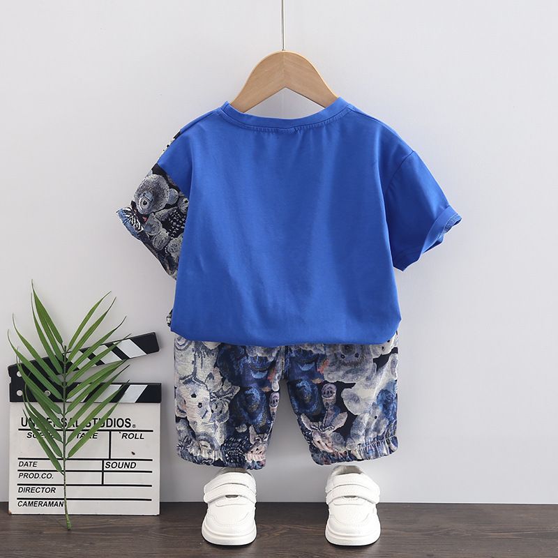 Boys summer suits children summer clothes new baby boy cool handsome clothes short-sleeved two-piece suit