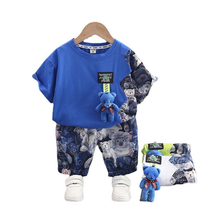 Boys summer suits children summer clothes new baby boy cool handsome clothes short-sleeved two-piece suit
