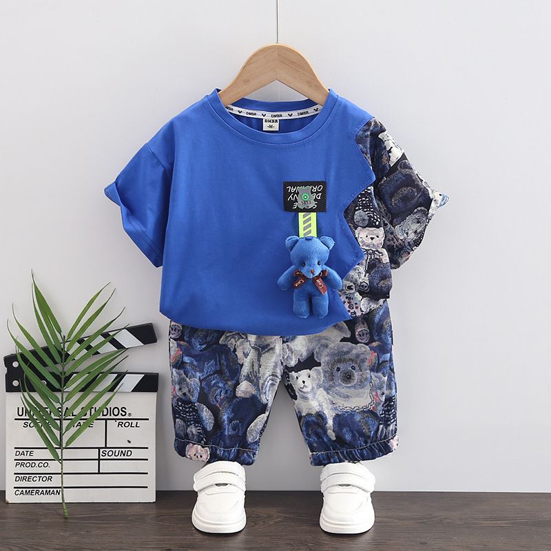 Boys summer suits children summer clothes new baby boy cool handsome clothes short-sleeved two-piece suit