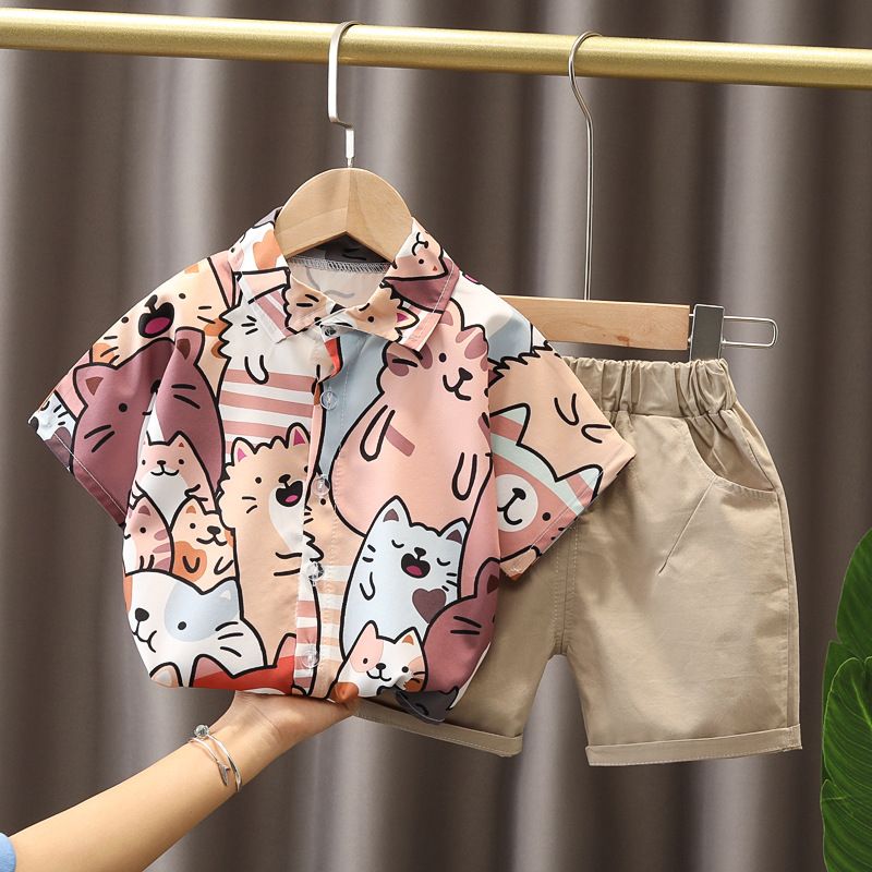 Wholesale 2pieces multi-choice cheap price kid boy children clothes baby boy summer clothing sets