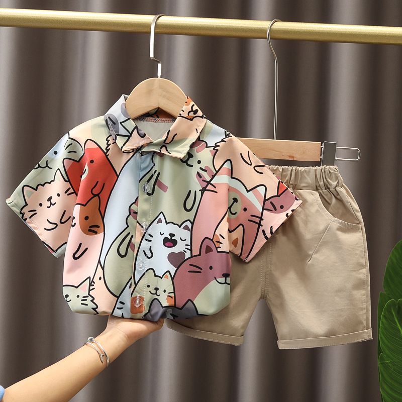 Wholesale 2pieces multi-choice cheap price kid boy children clothes baby boy summer clothing sets