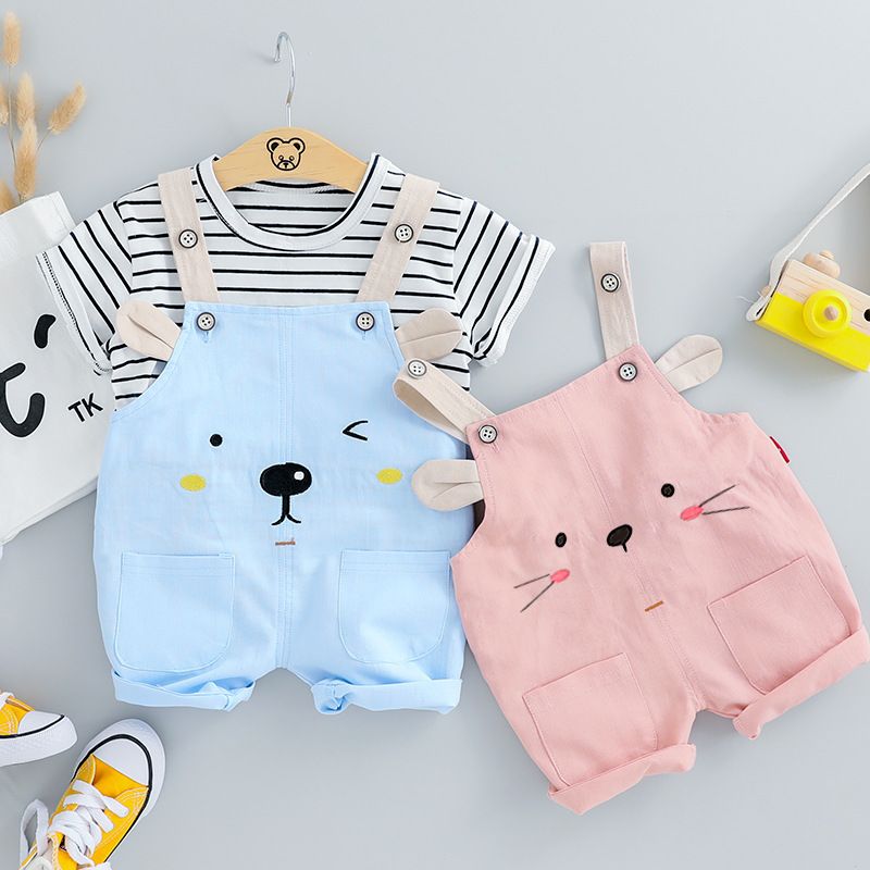 Children Clothes Wholesale Girls Sweater Animal Print Elegant Suspender Pant Sets  Baby Boys Sets