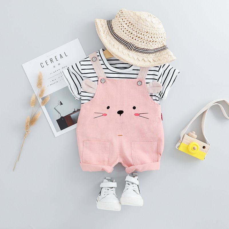 Children Clothes Wholesale Girls Sweater Animal Print Elegant Suspender Pant Sets  Baby Boys Sets