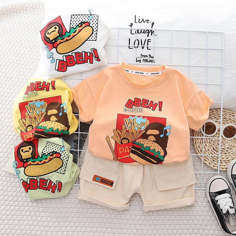 Boys' Summer Short sleeved Set New Children's Summer clothes Fashion and Handsome Short sleeved Set baby clothing Sets