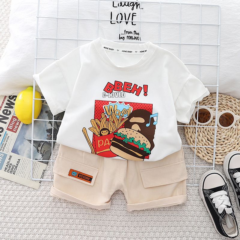 Boys' Summer Short sleeved Set New Children's Summer clothes Fashion and Handsome Short sleeved Set baby clothing Sets