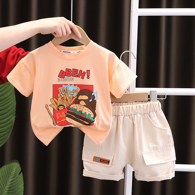 Boys' Summer Short sleeved Set New Children's Summer clothes Fashion and Handsome Short sleeved Set baby clothing Sets