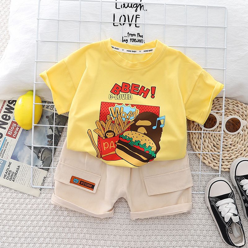 Boys' Summer Short sleeved Set New Children's Summer clothes Fashion and Handsome Short sleeved Set baby clothing Sets