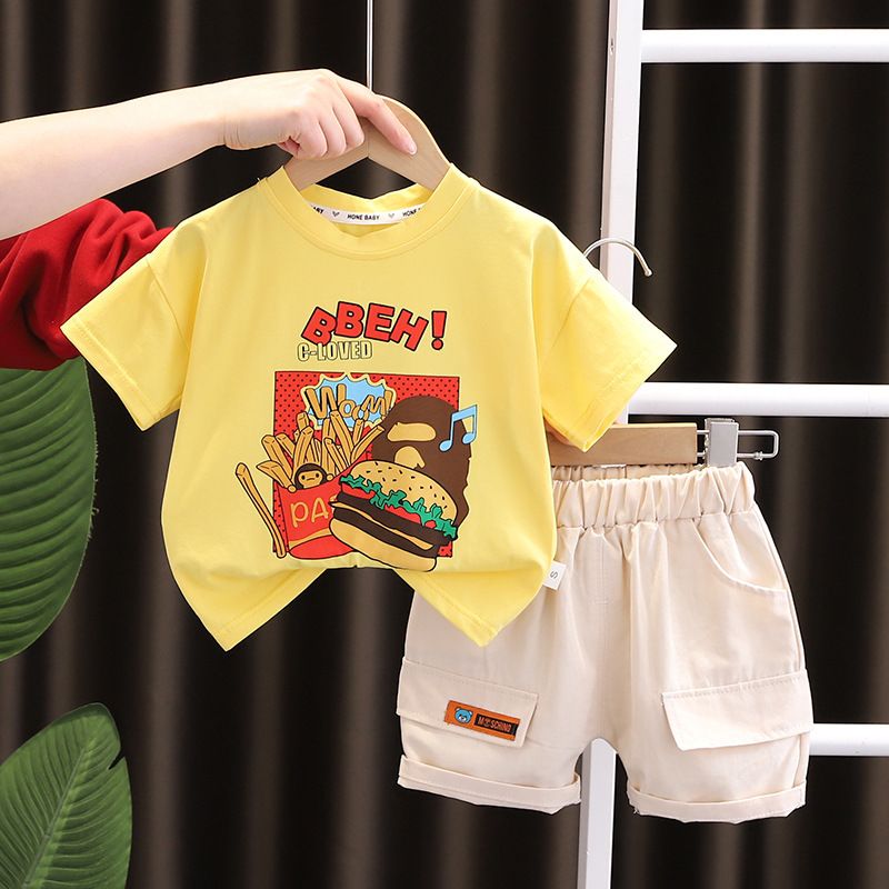 Boys' Summer Short sleeved Set New Children's Summer clothes Fashion and Handsome Short sleeved Set baby clothing Sets