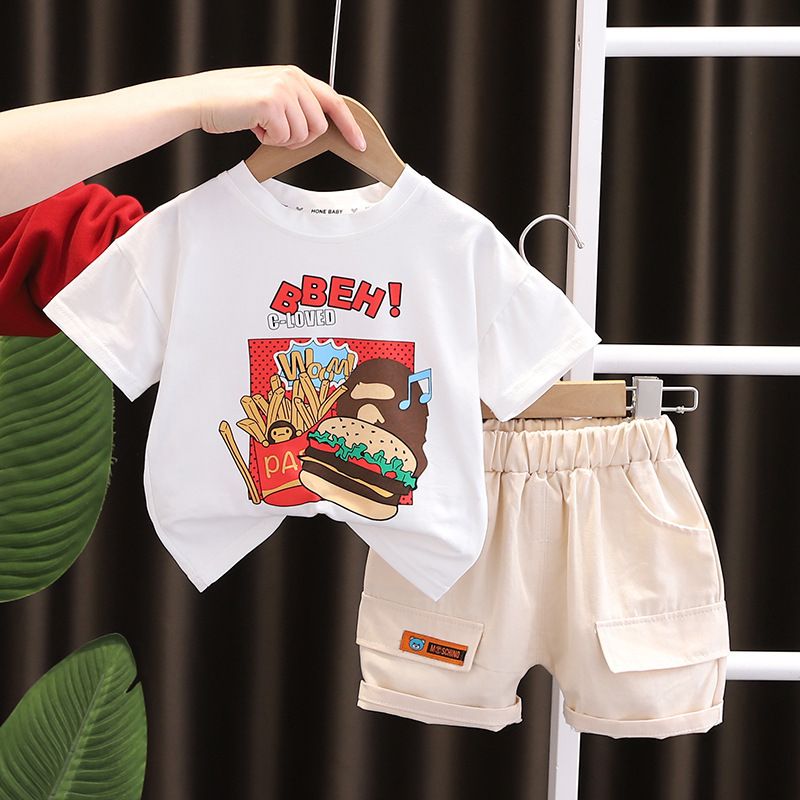 Boys' Summer Short sleeved Set New Children's Summer clothes Fashion and Handsome Short sleeved Set baby clothing Sets