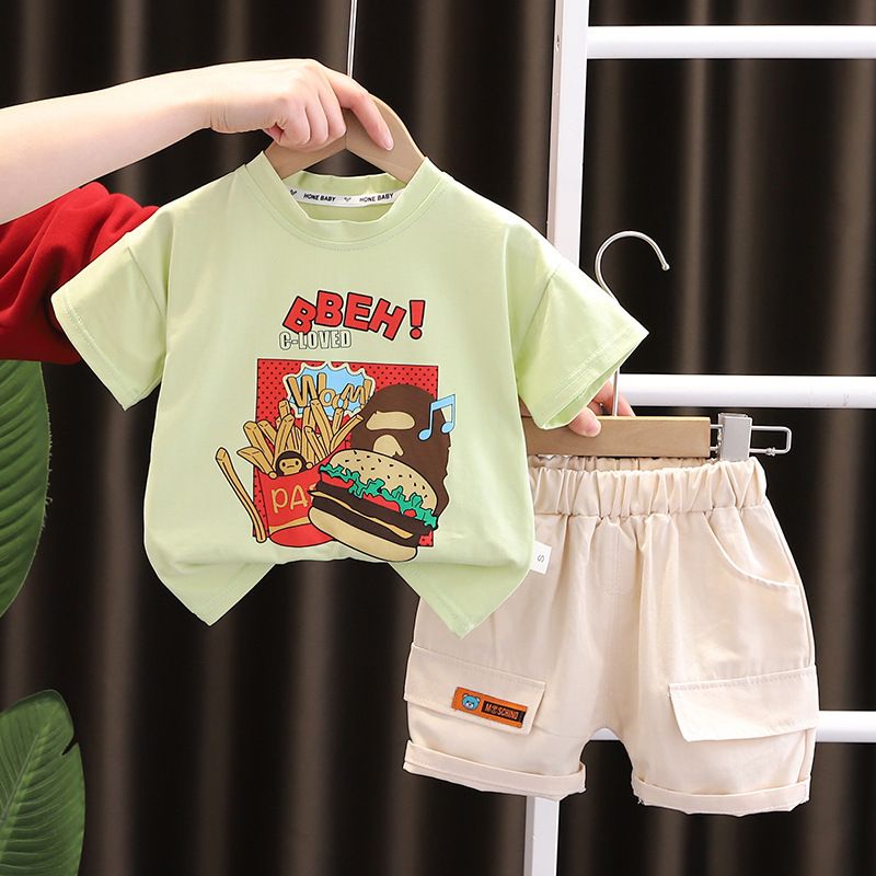 Boys' Summer Short sleeved Set New Children's Summer clothes Fashion and Handsome Short sleeved Set baby clothing Sets