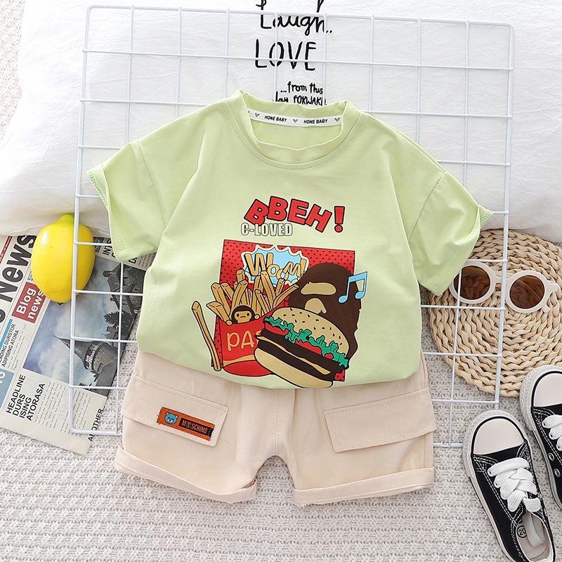 Boys' Summer Short sleeved Set New Children's Summer clothes Fashion and Handsome Short sleeved Set baby clothing Sets