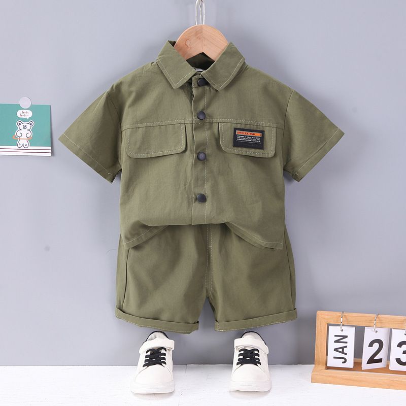 Summer Causal Baby Boy Clothes Sets Children's Short Sleeve Lapel Polo Shirt Shorts 2pcs Suit Boys Set