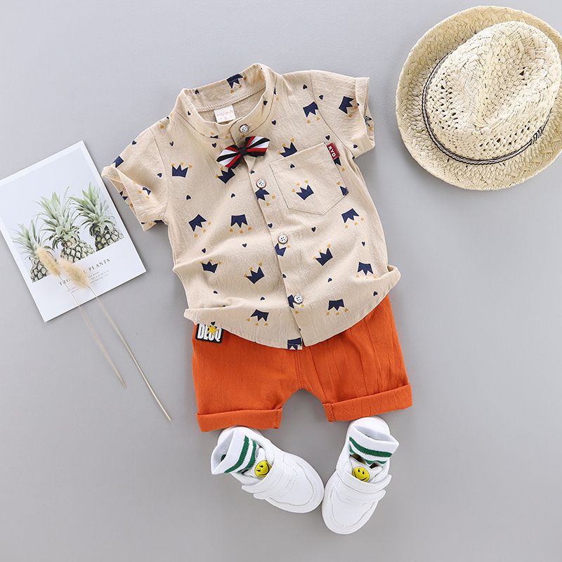 New Summer Children'S Suits Boys Trendy Short Sleeve And Shorts Two-Piece Suits  Sets
