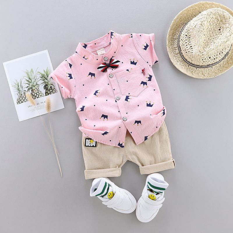 New Summer Children'S Suits Boys Trendy Short Sleeve And Shorts Two-Piece Suits  Sets