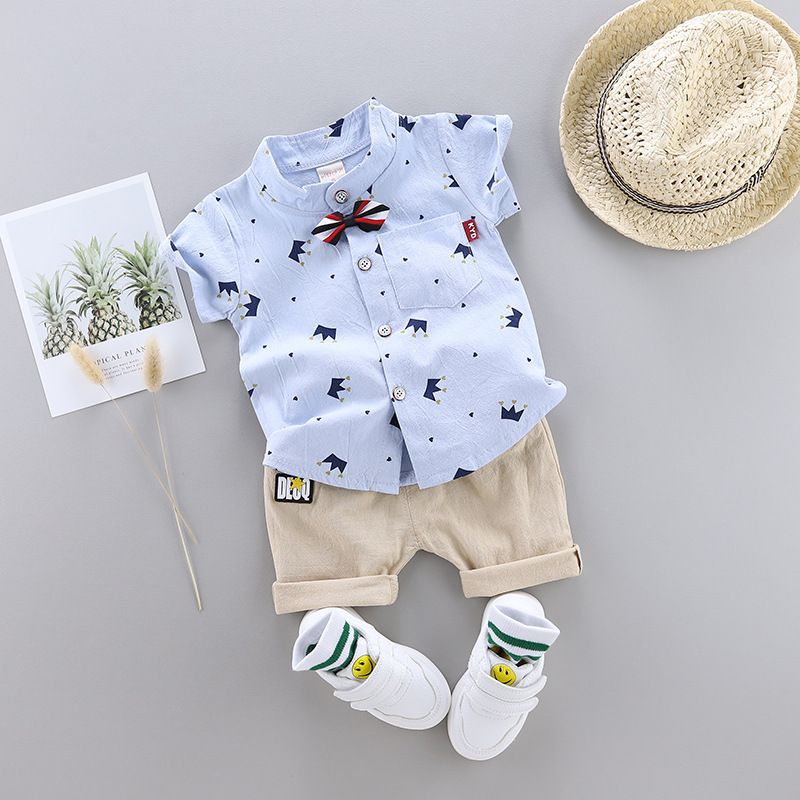 New Summer Children'S Suits Boys Trendy Short Sleeve And Shorts Two-Piece Suits  Sets