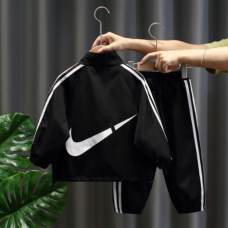 Western style autumn style spring Korean style boy fashionable two-piece set Green denim boys' suit Leisure and Sports Boys' Set