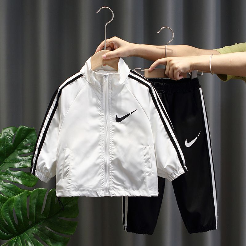 Western style autumn style spring Korean style boy fashionable two-piece set Green denim boys' suit Leisure and Sports Boys' Set