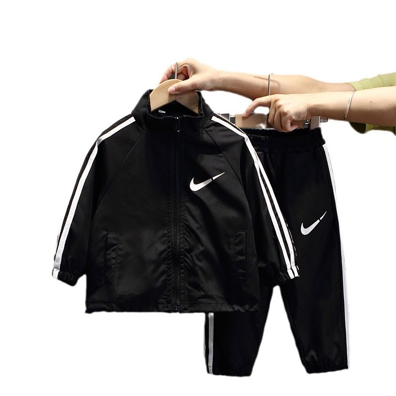 Western style autumn style spring Korean style boy fashionable two-piece set Green denim boys' suit Leisure and Sports Boys' Set